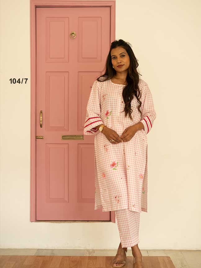 Pink Gingham Linen Coord Set | AM to PM Collection