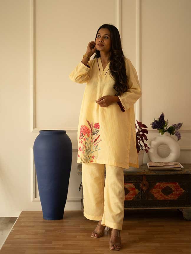 Strip Sunshine Linen Coord Set | AM to PM Collection