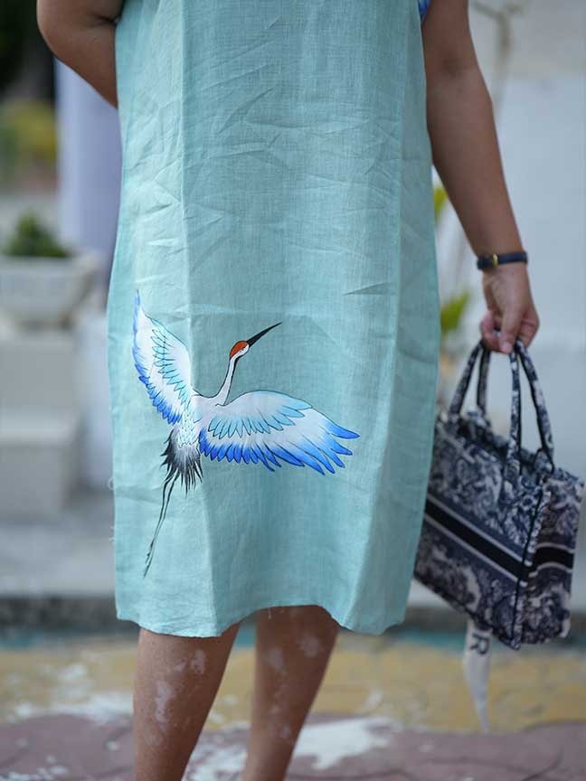 Azure Sky Crane Dress