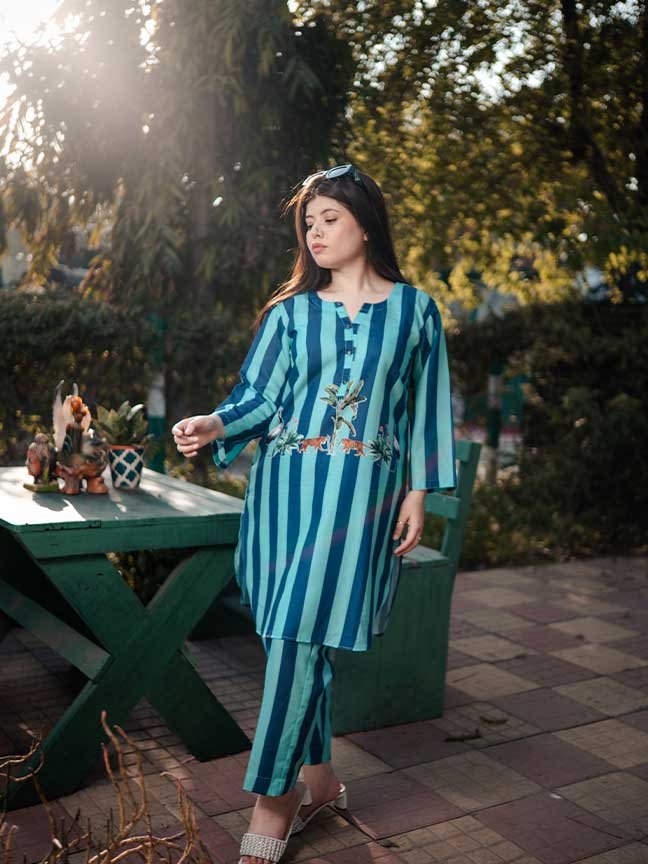 Azure Tiger Print Coord Set