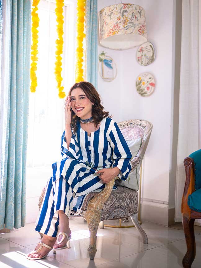 Blue Tiger Print Coord Set