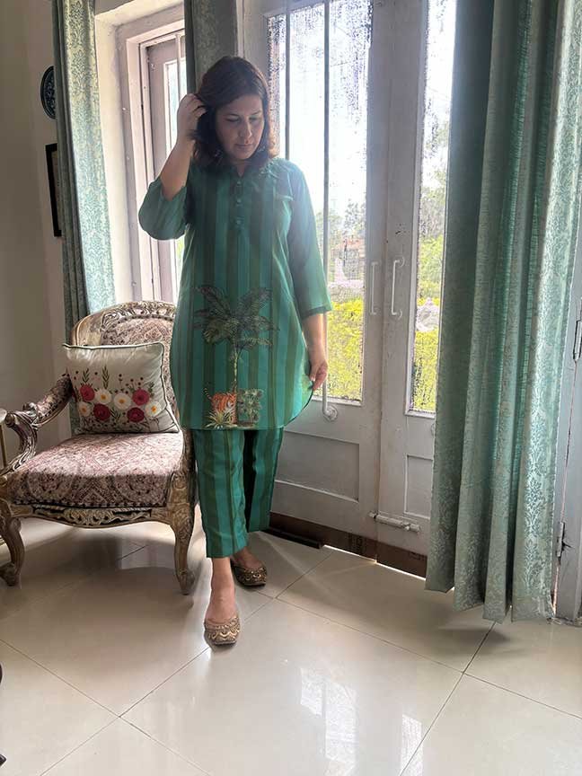 Green Tiger Print Coord Set
