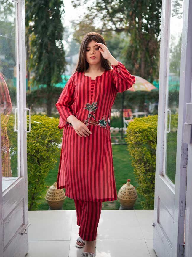 Maroon Tiger Print Coord Set