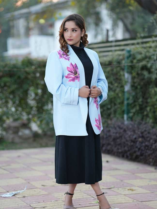 Pearl petal crepe blazer
