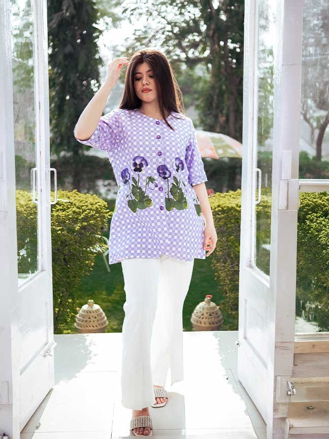 Violet petal check coord set