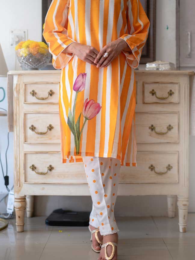 Yellow Striped Tulip Coord Set