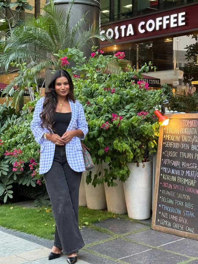 Mauve meadows gingham blazer